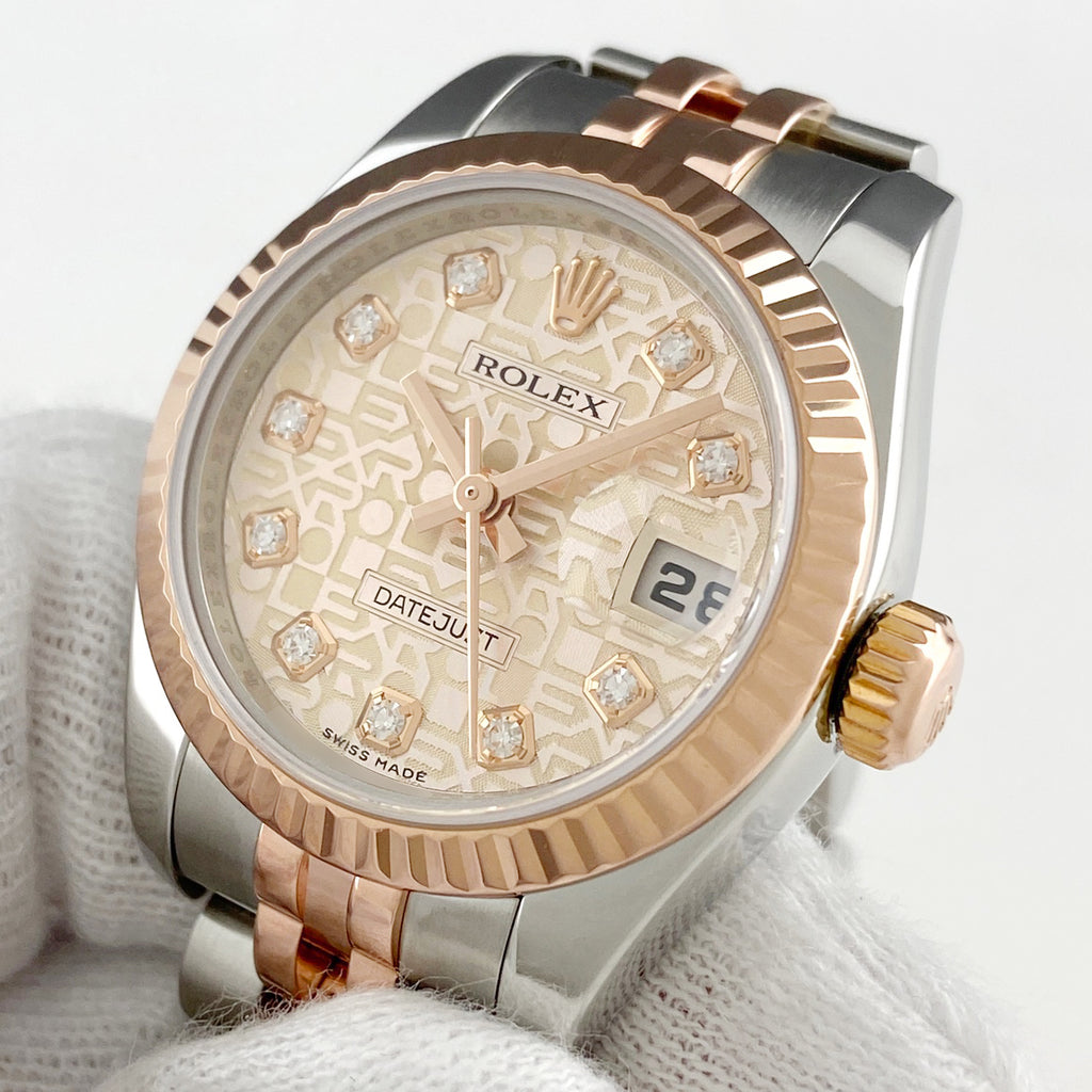 レディース 腕時計 ロレックス デイトジャスト 179171G SS PG D番 自動巻き 中古 保証対象 wtcbb