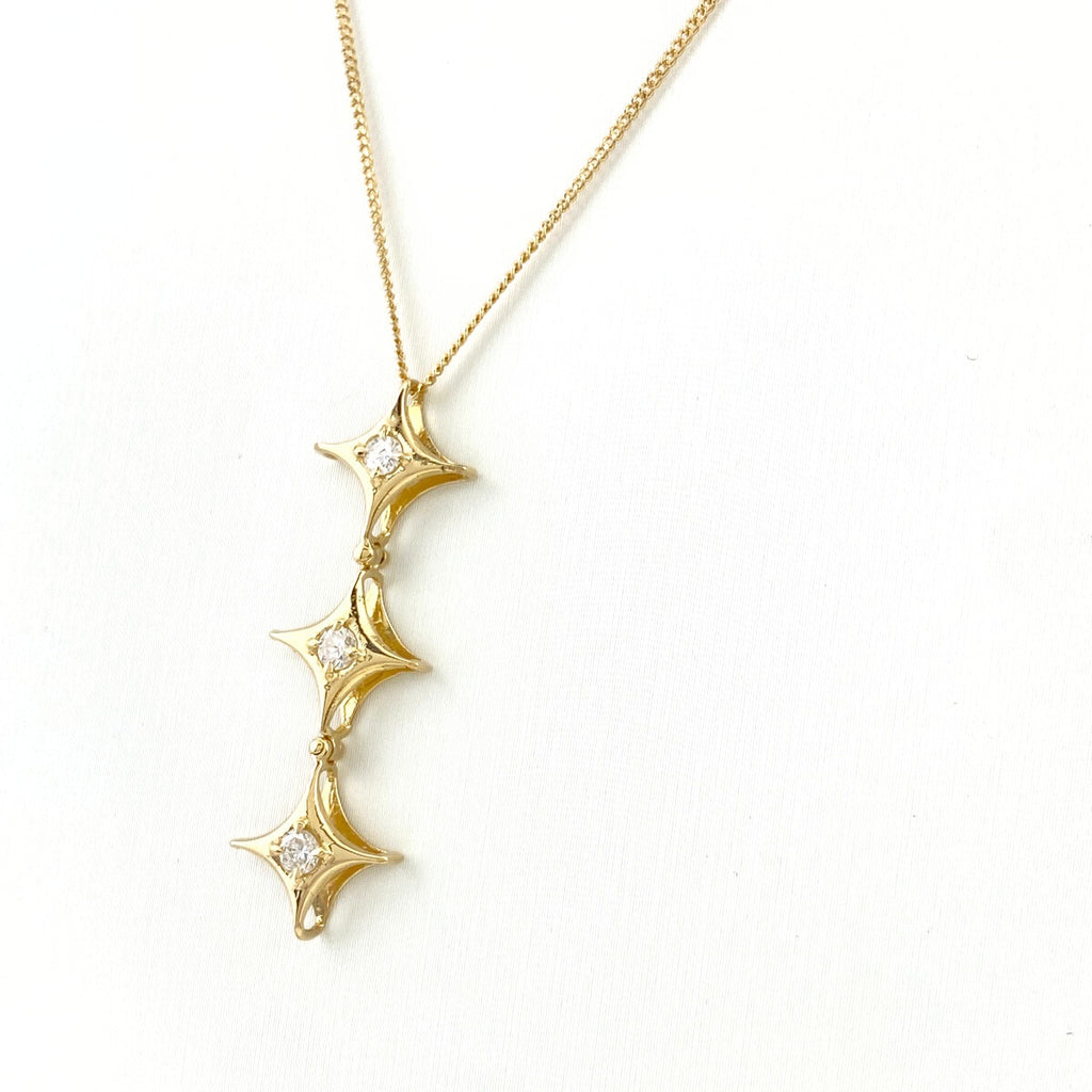 メレダイヤ デザインネックレス YG イエローゴールド ペンダント ネックレス K18 ダイヤモンド レディース 【中古】nbjwl
