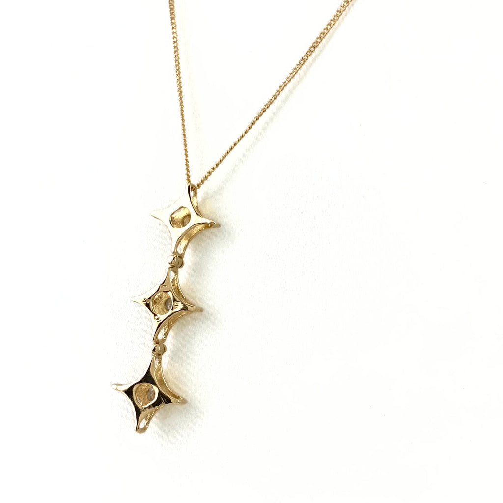 メレダイヤ デザインネックレス YG イエローゴールド ペンダント ネックレス K18 ダイヤモンド レディース 【中古】nbjwl