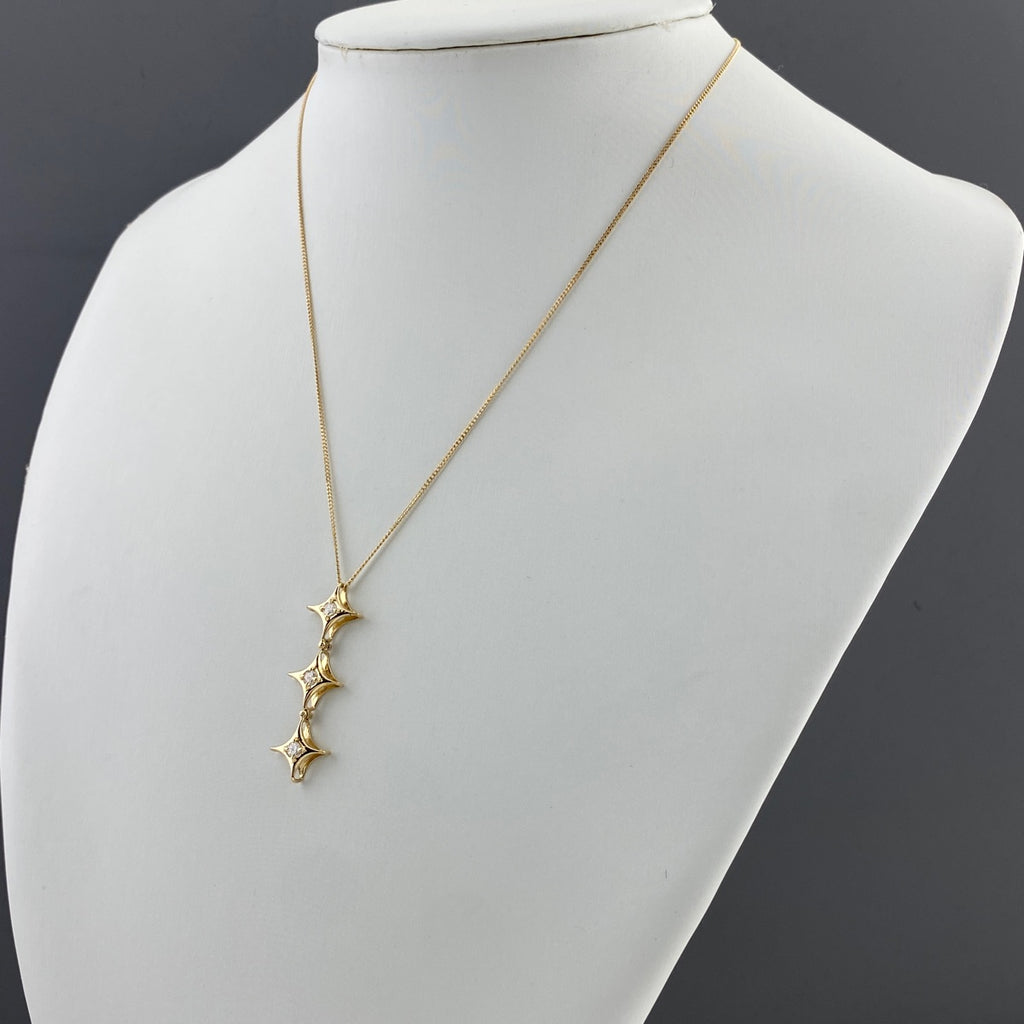 メレダイヤ デザインネックレス YG イエローゴールド ペンダント ネックレス K18 ダイヤモンド レディース 【中古】nbjwl