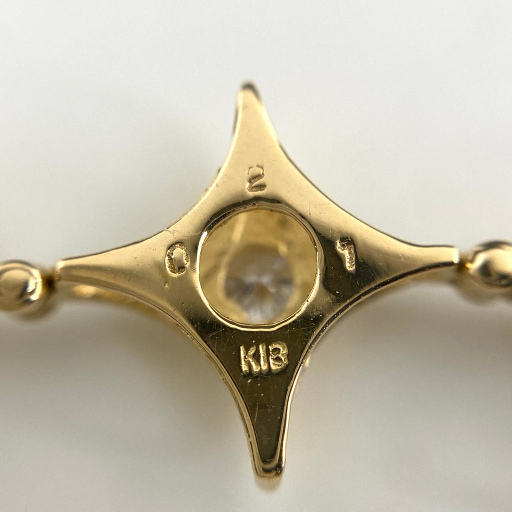 メレダイヤ デザインネックレス YG イエローゴールド ペンダント ネックレス K18 ダイヤモンド レディース 【中古】nbjwl