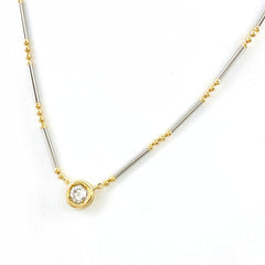 ダイヤモンド デザインネックレス プラチナ YG イエローゴールド ペンダント ネックレス Pt850 K18 ダイヤモンド レディース 【中古】nbjwl