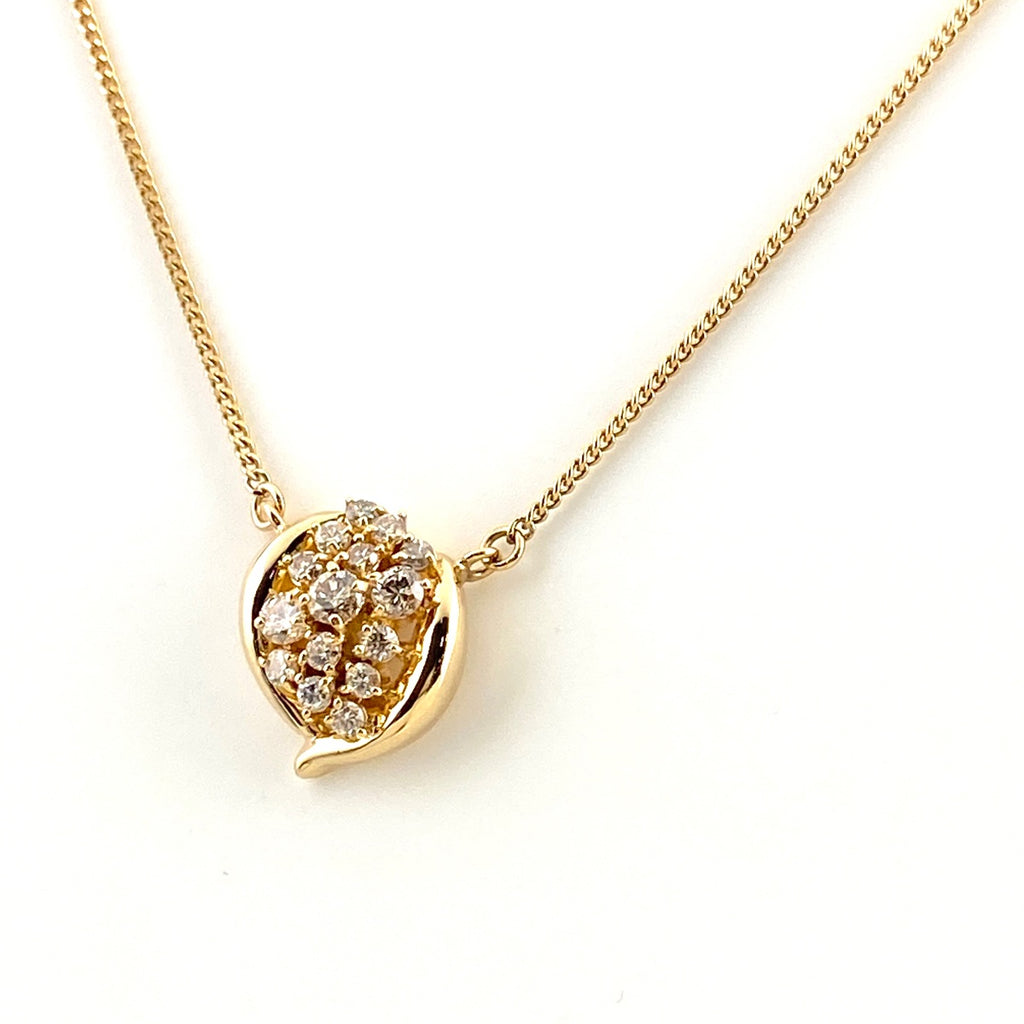 メレダイヤ デザインネックレス YG イエローゴールド ペンダント ネックレス K18 ダイヤモンド レディース 【中古】nbjwl