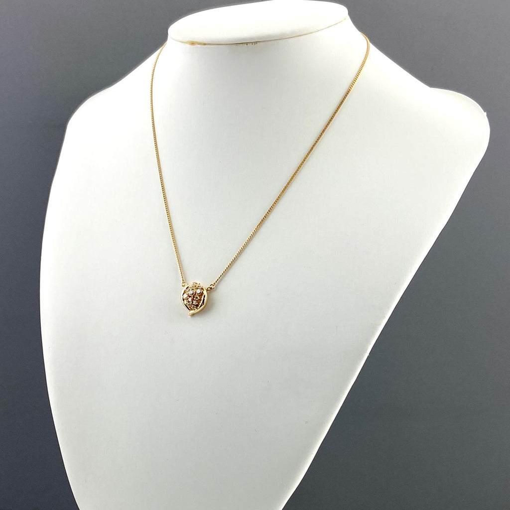 メレダイヤ デザインネックレス YG イエローゴールド ペンダント ネックレス K18 ダイヤモンド レディース 【中古】nbjwl