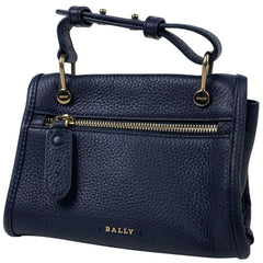 バリー ロゴ ハンドバッグ ブルームXS 2WAY ショルダーバッグ ハンドバッグ レザー ネイビー レディース 【中古】brbag