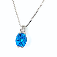 ポーラ ブルートパーズ デザインネックレス プラチナ ペンダント メレダイヤ ネックレス Pt900 ブルートパーズ ダイヤモンド レディース 【中古】brjwl