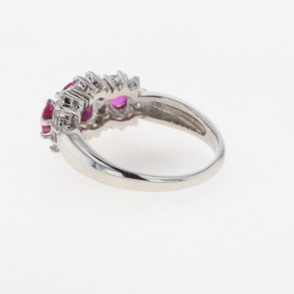 ルビー デザインリング プラチナ 指輪 メレダイヤ リング 12号 Pt900 ルビー ダイヤモンド レディース 【中古】nbjwl