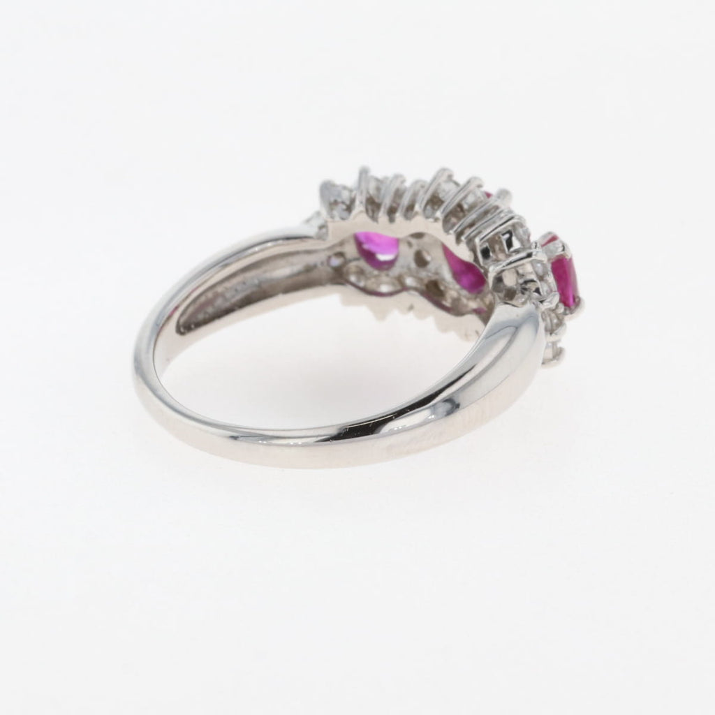 ルビー デザインリング プラチナ 指輪 メレダイヤ リング 12号 Pt900 ルビー ダイヤモンド レディース 【中古】nbjwl