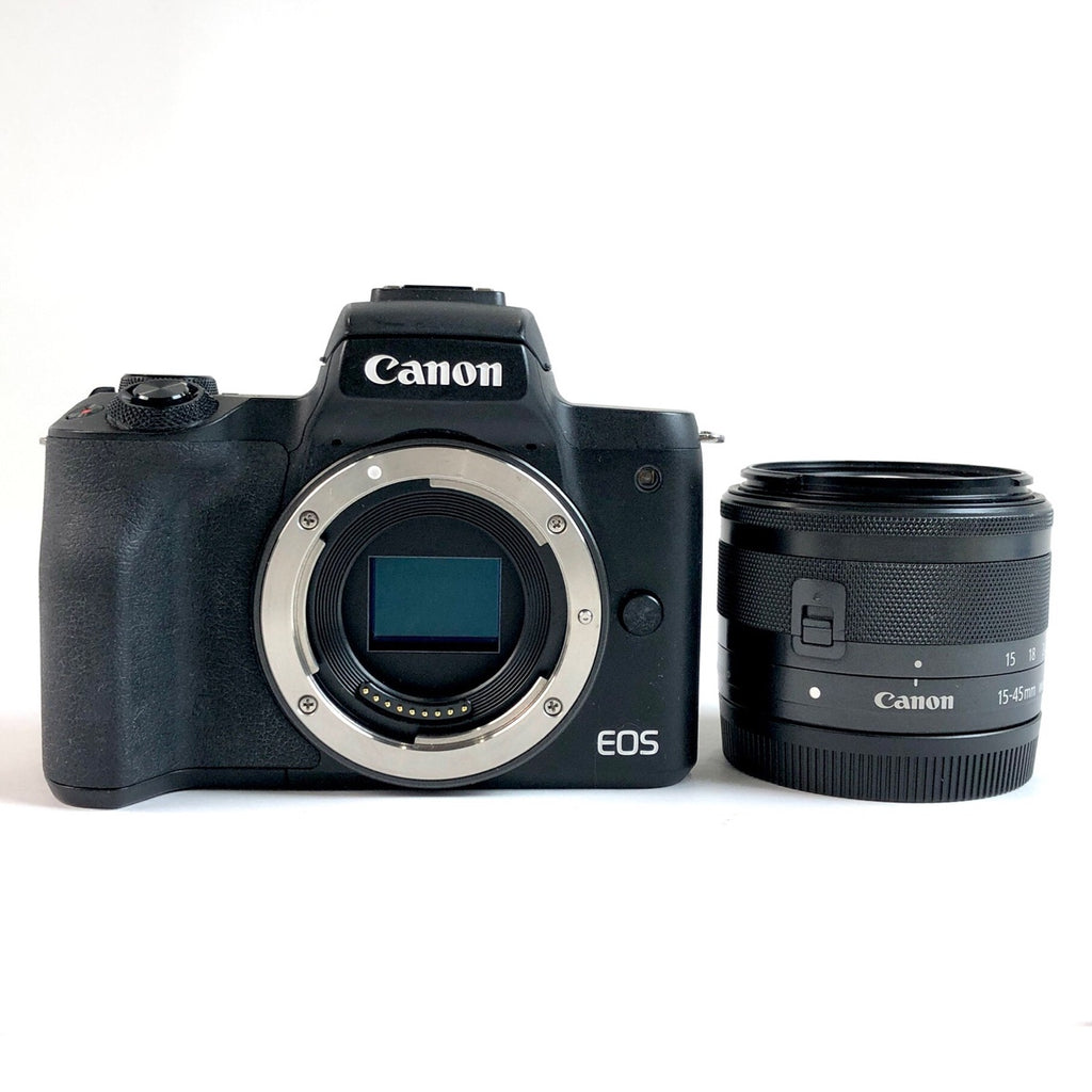 キヤノン Canon EOS Kiss M EF-M 15-45 IS STM レンズキット ブラック デジタル ミラーレス 一眼カメラ 【中古】