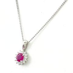 ルビー デザインネックレス プラチナ ペンダント メレダイヤ ネックレス Pt900 Pt850 ルビー レディース 【中古】nbjwl
