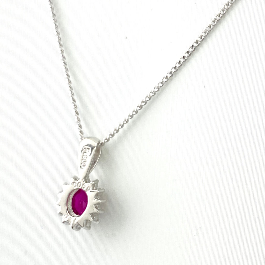ルビー デザインネックレス プラチナ ペンダント メレダイヤ ネックレス Pt900 Pt850 ルビー レディース 【中古】nbjwl