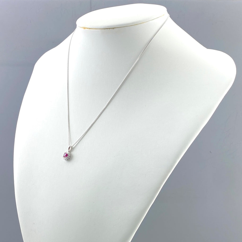 ルビー デザインネックレス プラチナ ペンダント メレダイヤ ネックレス Pt900 Pt850 ルビー レディース 【中古】nbjwl