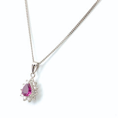 ルビー デザインネックレス プラチナ ペンダント メレダイヤ ネックレス Pt850 ルビー ダイヤモンド レディース 【中古】nbjwl