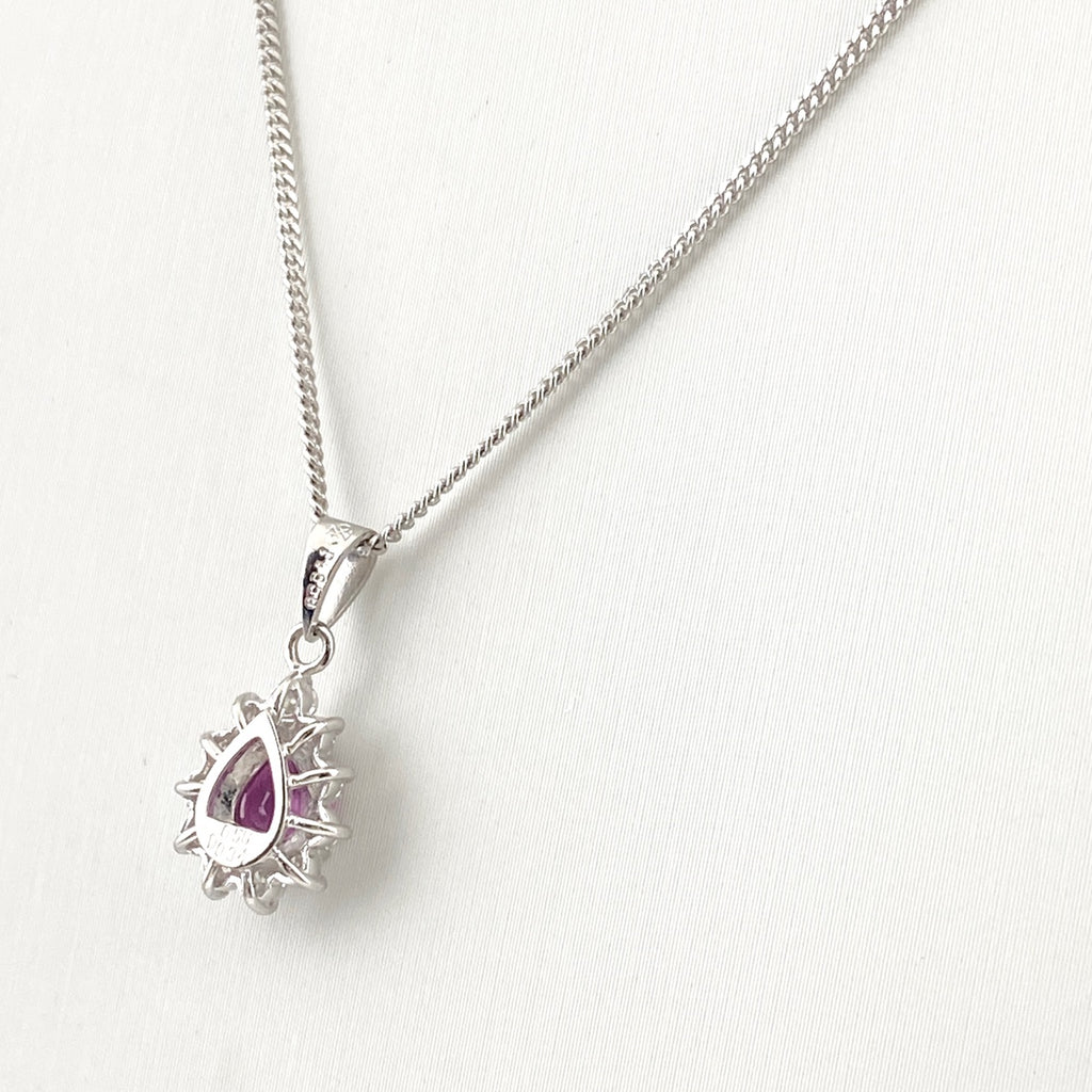 ルビー デザインネックレス プラチナ ペンダント メレダイヤ ネックレス Pt850 ルビー ダイヤモンド レディース 【中古】nbjwl