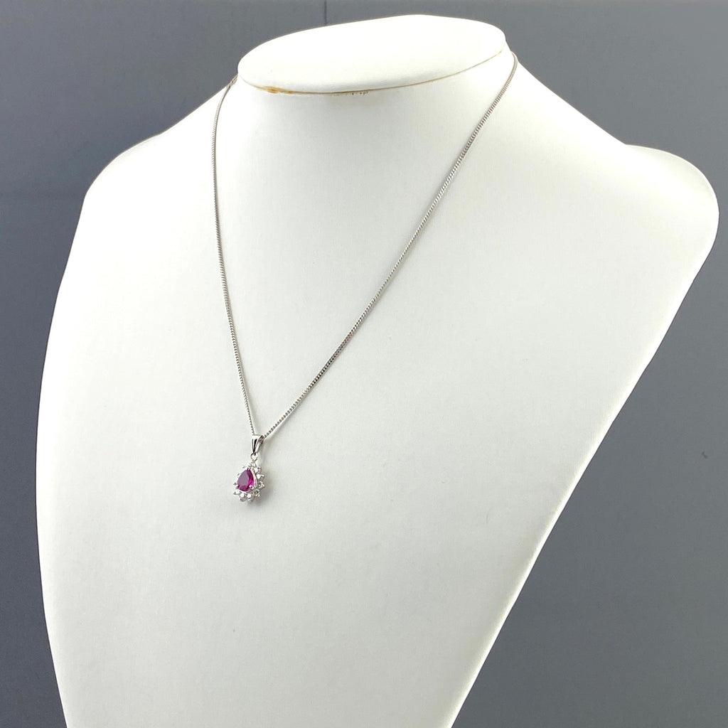 ルビー デザインネックレス プラチナ ペンダント メレダイヤ ネックレス Pt850 ルビー ダイヤモンド レディース 【中古】nbjwl
