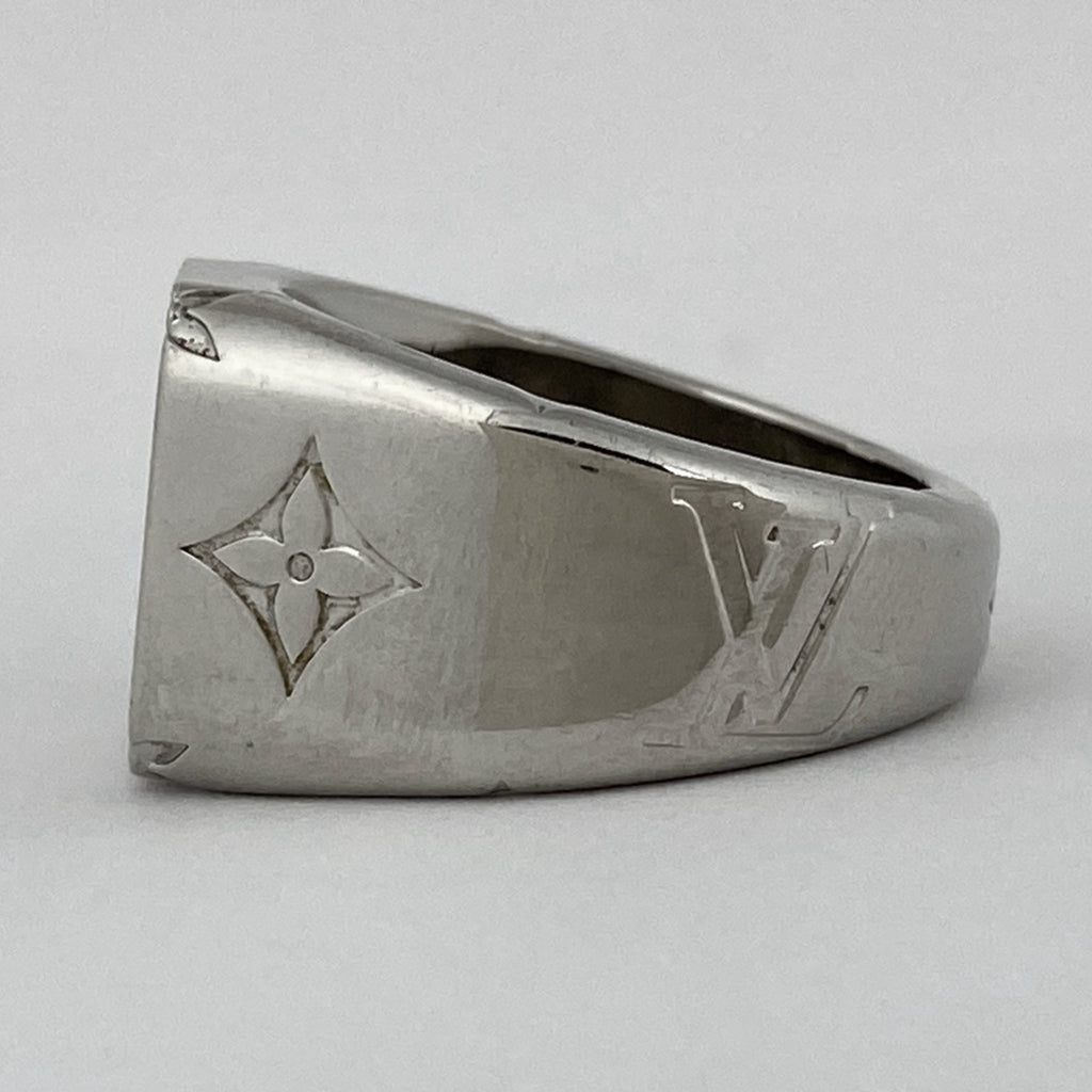 ルイ・ヴィトン シグネット リング モノグラム 指輪 リング 19号 シルバーメッキ シルバー レディース 【中古】bracc