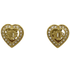 クリスチャンディオール ロゴ ラインストーン イヤリング ハートモチーフ イヤリング GP ゴールド レディース 【中古】bracc