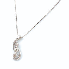 メレダイヤ デザインネックレス WG ホワイトゴールド ペンダント ネックレス K18 WG ダイヤモンド レディース 【中古】nbjwl