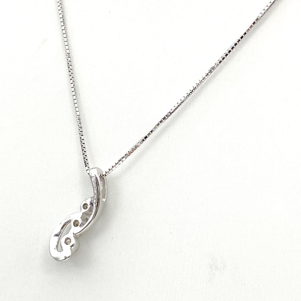 メレダイヤ デザインネックレス WG ホワイトゴールド ペンダント ネックレス K18 WG ダイヤモンド レディース 【中古】nbjwl