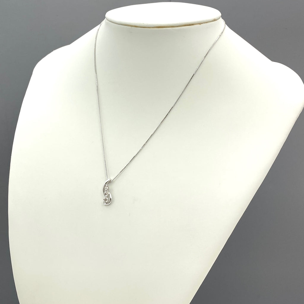 メレダイヤ デザインネックレス WG ホワイトゴールド ペンダント ネックレス K18 WG ダイヤモンド レディース 【中古】nbjwl