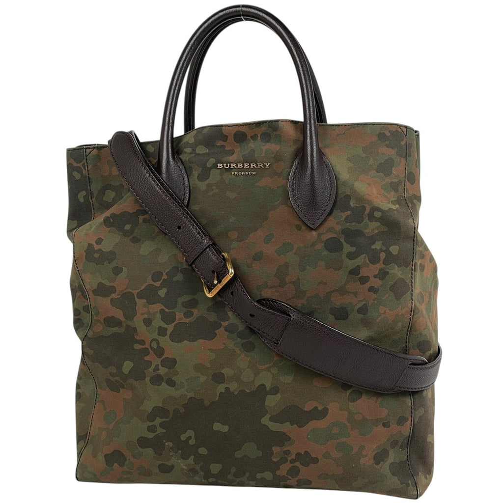 バーバリー ロゴ トートバッグ カモフラ 迷彩柄 ハンドバッグ トートバッグ キャンバス グリーン レディース 【中古】brbag