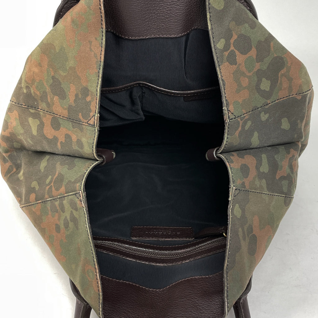 バーバリー ロゴ トートバッグ カモフラ 迷彩柄 ハンドバッグ トートバッグ キャンバス グリーン レディース 【中古】brbag
