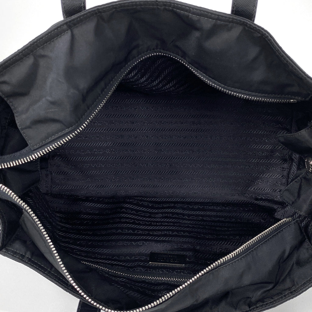 プラダ ロゴプレート ハンドバッグ トートバッグ ナイロン ネロ(ブラック) レディース 【中古】brbag