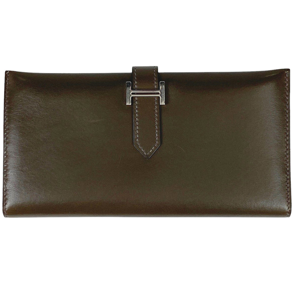 エルメス べアン Hロゴ 長財布 ボックスカーフ ブラウン □G レディース 【中古】 brbag