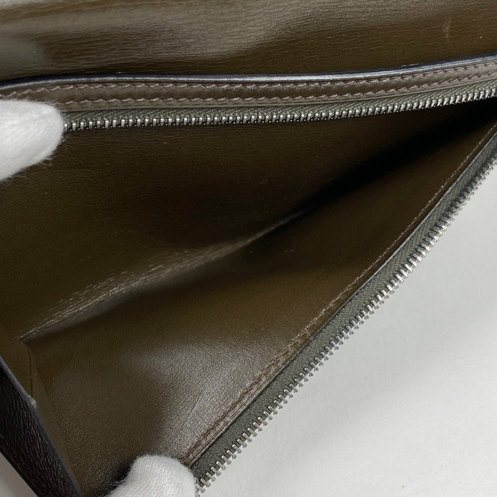 エルメス べアン Hロゴ 長財布 ボックスカーフ ブラウン □G レディース 【中古】 brbag