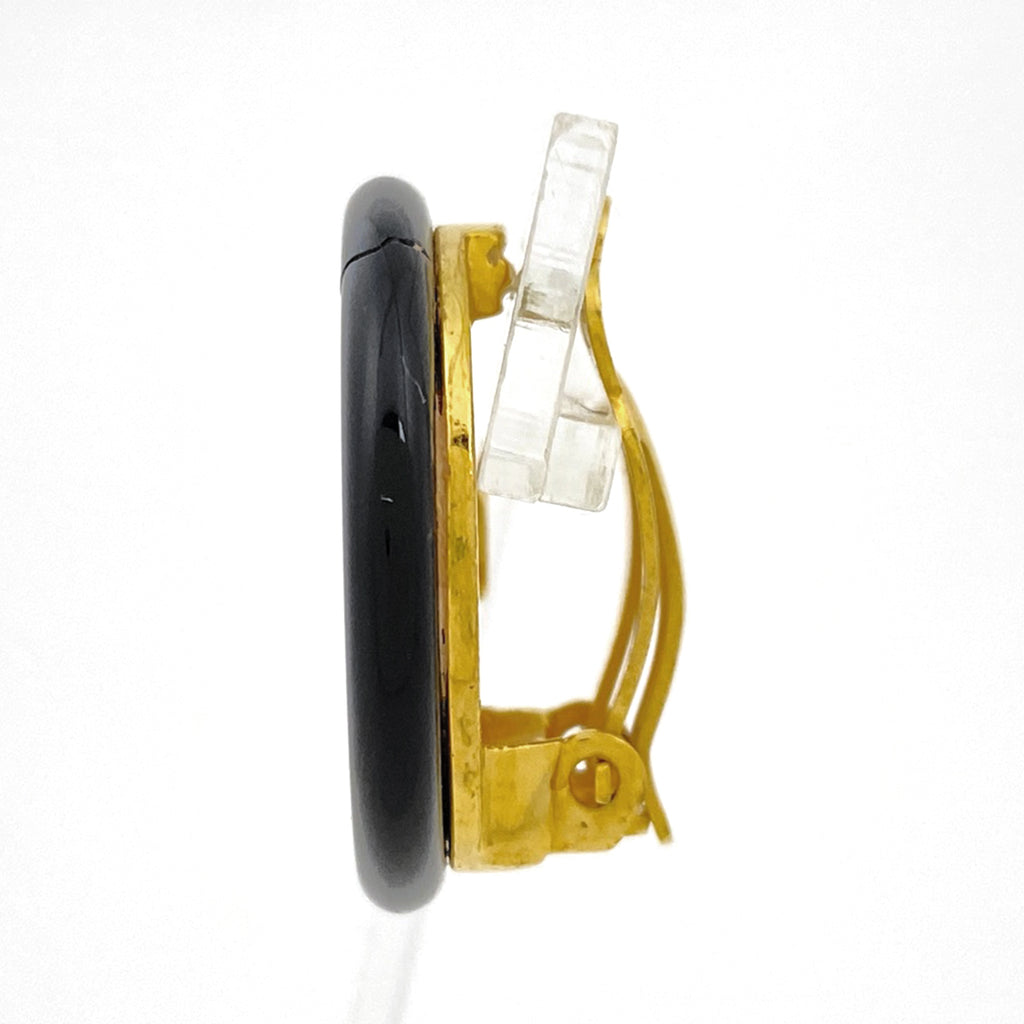 シャネル ココマーク ラウンド イヤリング CC イヤリング GP ゴールド ブラック レディース 【中古】bracc