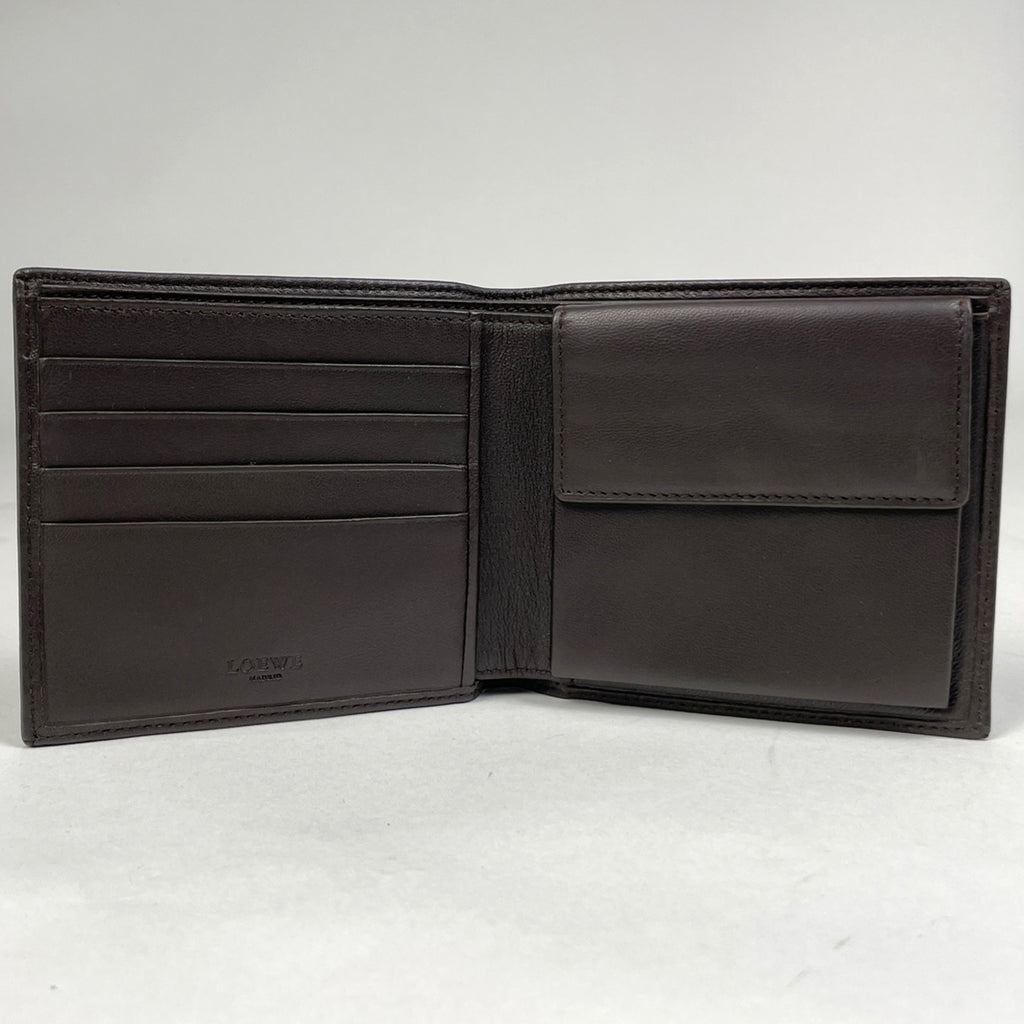 ロエベ アナグラム 二つ折り 財布 札入れ 小銭入れ 二つ折り財布 レザー ダークブラウン レディース 【中古】brbag
