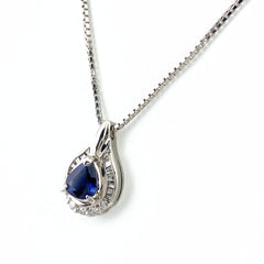 サファイア デザインネックレス プラチナ ペンダント メレダイヤ ネックレス Pt900 Pt850 サファイア レディース 【中古】nbjwl