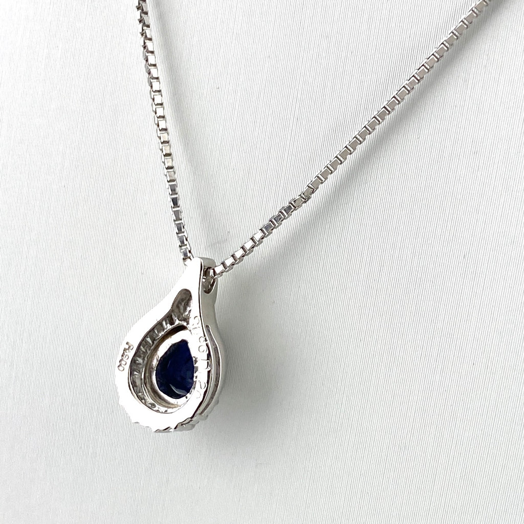 サファイア デザインネックレス プラチナ ペンダント メレダイヤ ネックレス Pt900 Pt850 サファイア レディース 【中古】nbjwl