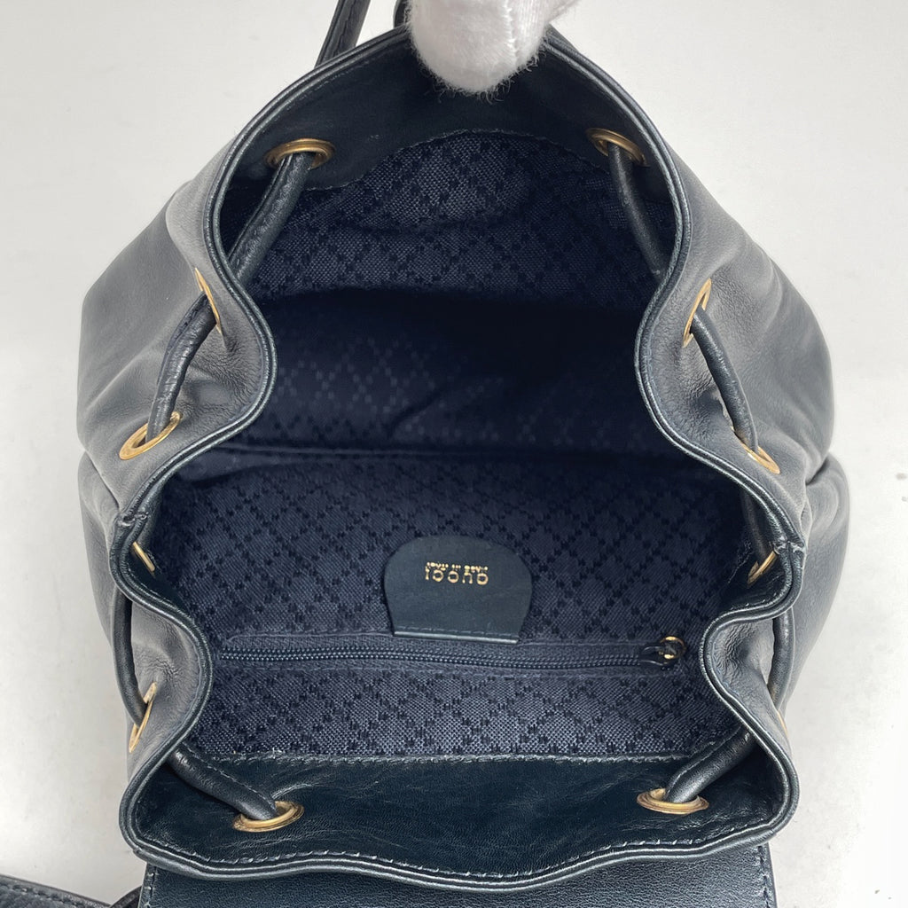 グッチ バンブー ミニ リュックサック バックパック デイパック オールドグッチ 00317050030 リュック レザー ダークグリーン レディース 【中古】brbag