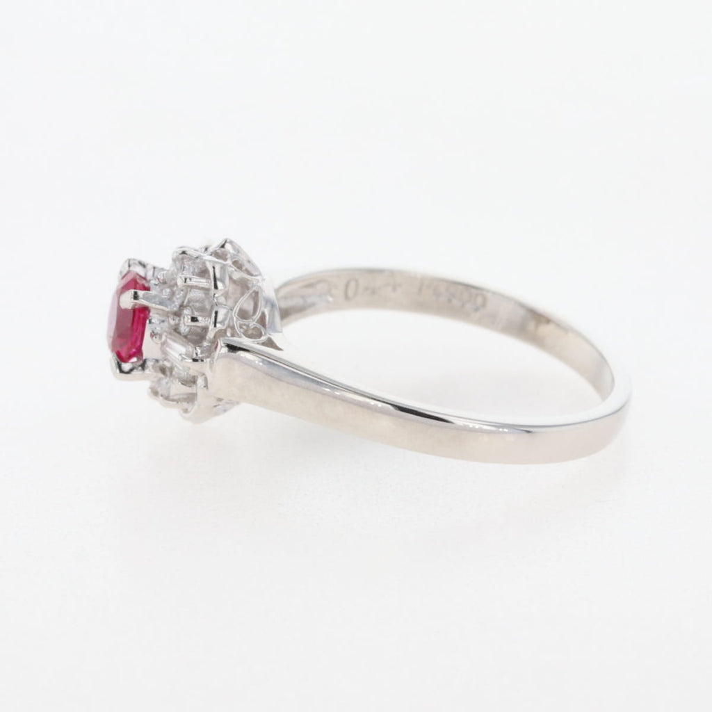 ルビー デザインリング プラチナ 指輪 メレダイヤ リング 12号 Pt900 ルビー ダイヤモンド レディース 【中古】nbjwl