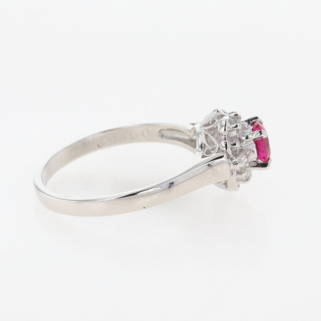 ルビー デザインリング プラチナ 指輪 メレダイヤ リング 12号 Pt900 ルビー ダイヤモンド レディース 【中古】nbjwl