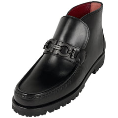 サルヴァトーレフェラガモ ガンチーニ ショートブーツ チャッカブーツ ロゴ 靴 ショートブーツ レザー ブラック レディース 【中古】brapp