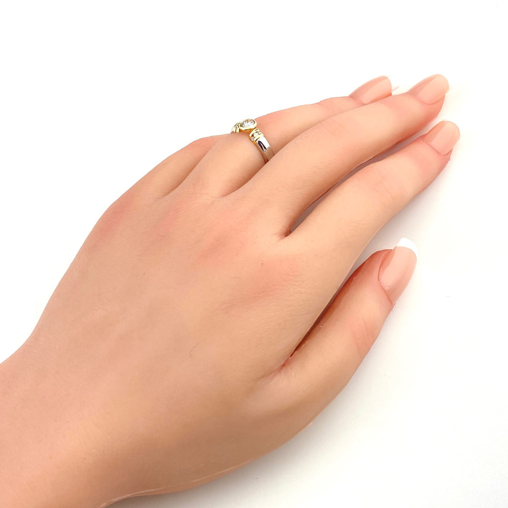 ダイヤモンド デザインリング プラチナ YG イエローゴールド 指輪 リング 8.5号 Pt900 K18 ダイヤモンド レディース 【中古】nbjwl