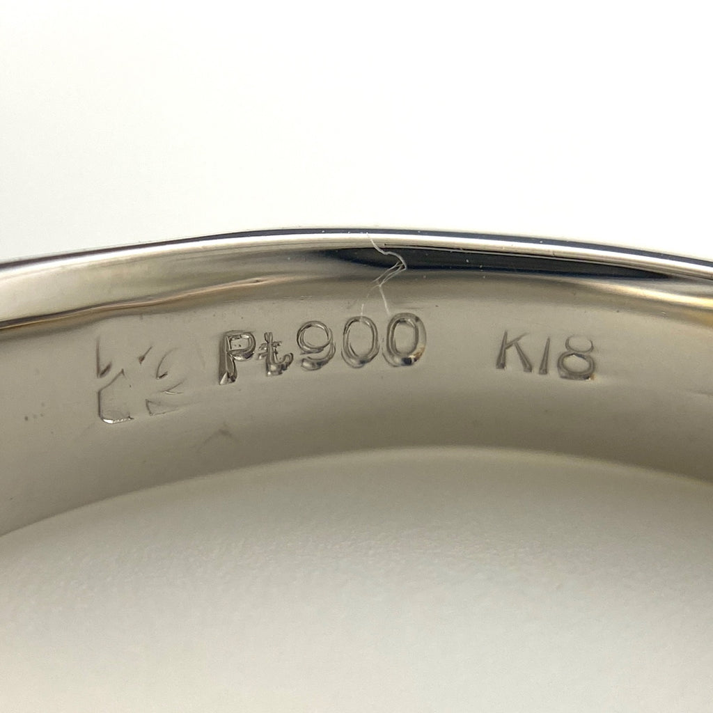 ダイヤモンド デザインリング プラチナ YG イエローゴールド 指輪 リング 8.5号 Pt900 K18 ダイヤモンド レディース 【中古】nbjwl