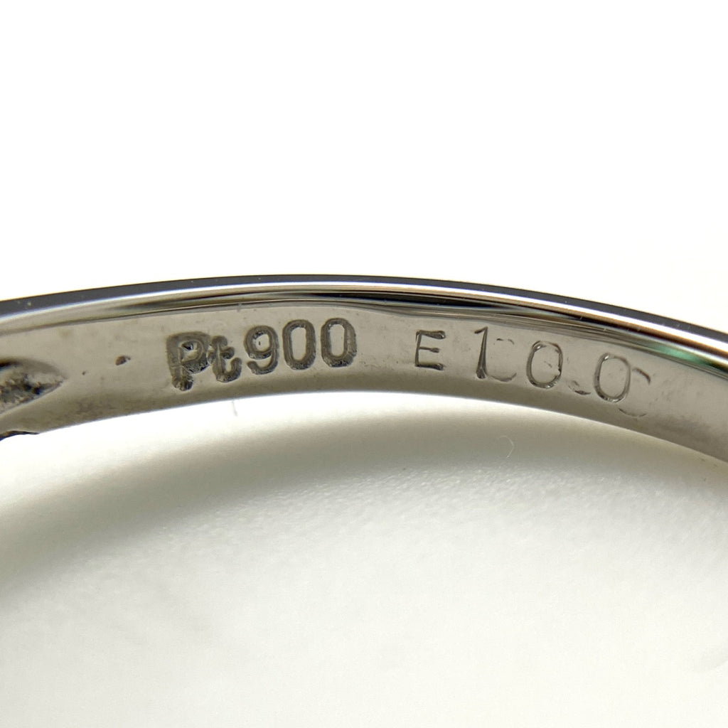 エメラルド デザインリング プラチナ 指輪 メレダイヤ リング 11号 Pt900 エメラルド ダイヤモンド レディース 【中古】nbjwl