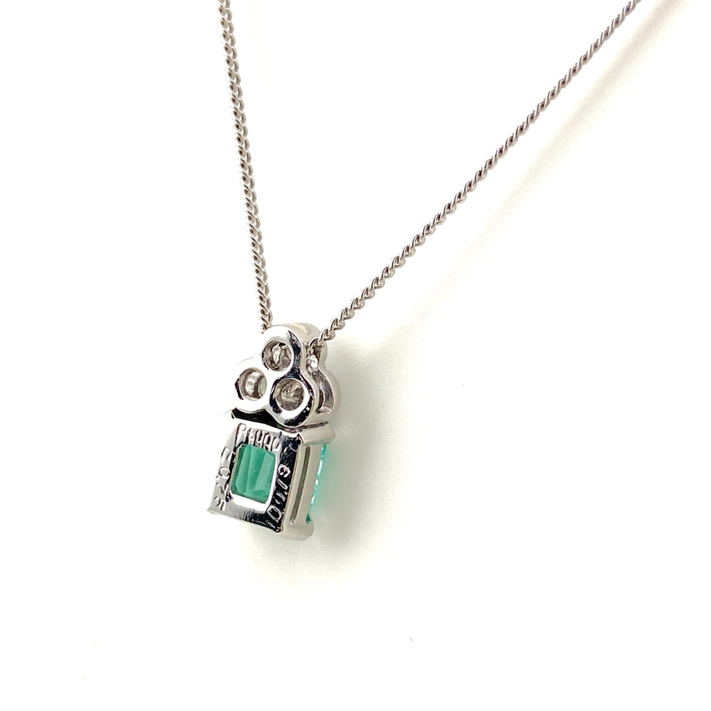 エメラルド デザインネックレス プラチナ ペンダント メレダイヤ ネックレス Pt900 Pt850 エメラルド レディース 【中古】nbjwl