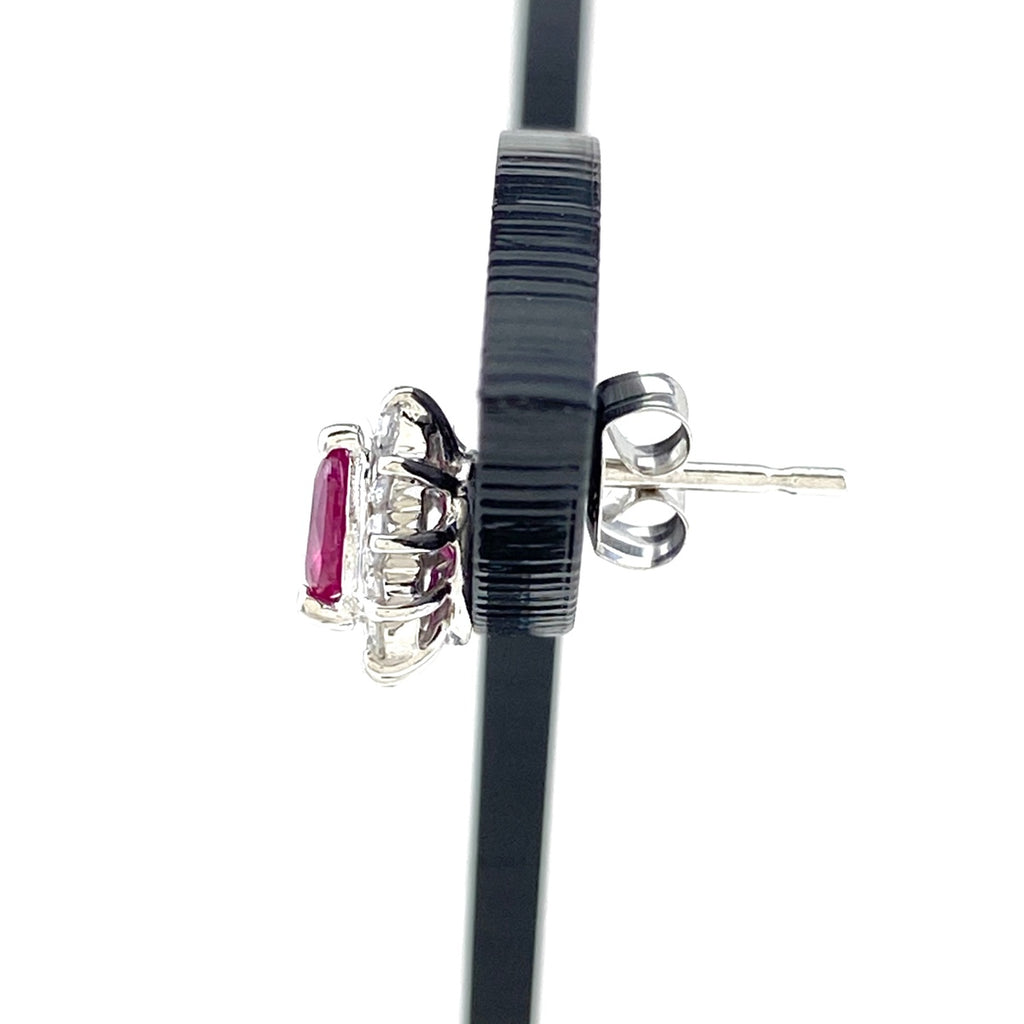 ルビー デザインピアス プラチナ メレダイヤ ピアス Pt850 ルビー ダイヤモンド レディース 【中古】nbjwl