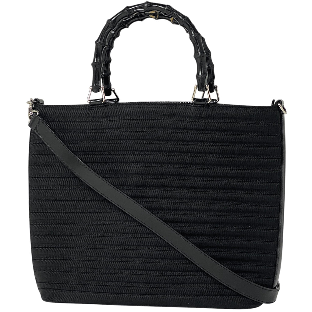 グッチ バンブー トートバッグ 2WAY ショルダーバッグ トートバッグ キャンバス ブラック 0001705 レディース 【中古】brbag