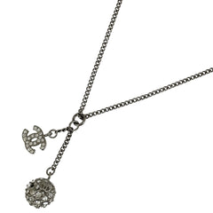 シャネル ココマーク ラインストーン ネックレス CC ネックレス シルバーメッキ シルバー レディース 【中古】bracc