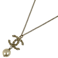 シャネル ココマーク フェイクパール ネックレス CC ラインストーン ネックレス GP ゴールド レディース 【中古】bracc