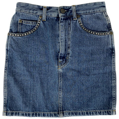 イヴ・サンローラン デニム スカート スタッズ ミニ ボトムス スカート コットン ブルー レディース 【中古】brapp