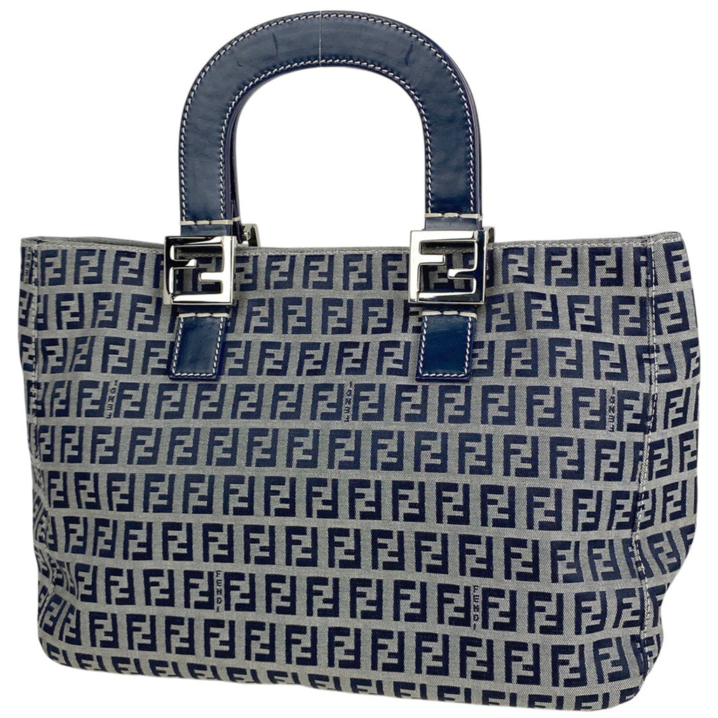 フェンディ ズッカ柄 ハンドバッグ トートバッグ ハンドバッグ キャンバス ネイビー 26793 レディース 【中古】brbag