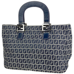 フェンディ ズッカ柄 ハンドバッグ トートバッグ ハンドバッグ キャンバス ネイビー 26793 レディース 【中古】brbag