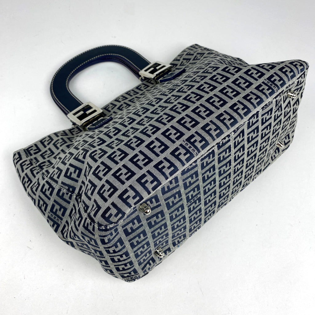 フェンディ ズッカ柄 ハンドバッグ トートバッグ ハンドバッグ キャンバス ネイビー 26793 レディース 【中古】brbag