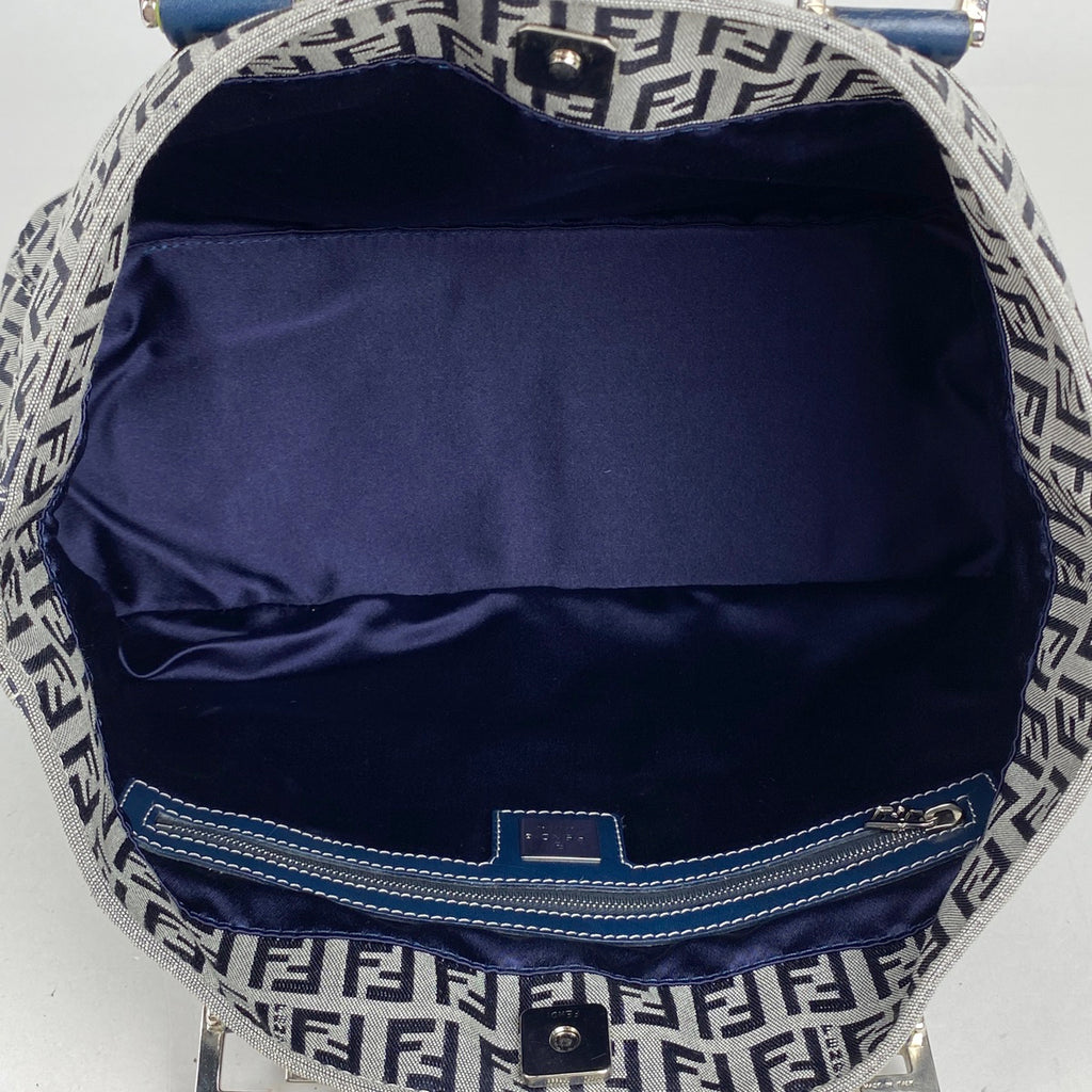フェンディ ズッカ柄 ハンドバッグ トートバッグ ハンドバッグ キャンバス ネイビー 26793 レディース 【中古】brbag